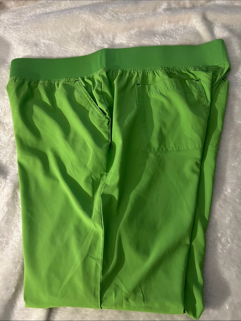 KOI 💚 LIME GREEN WIDE ELASTIC WAISTBAND 6-POCKET CARGO SCRUB PANTS Women’s XL - Picture 8 of 12